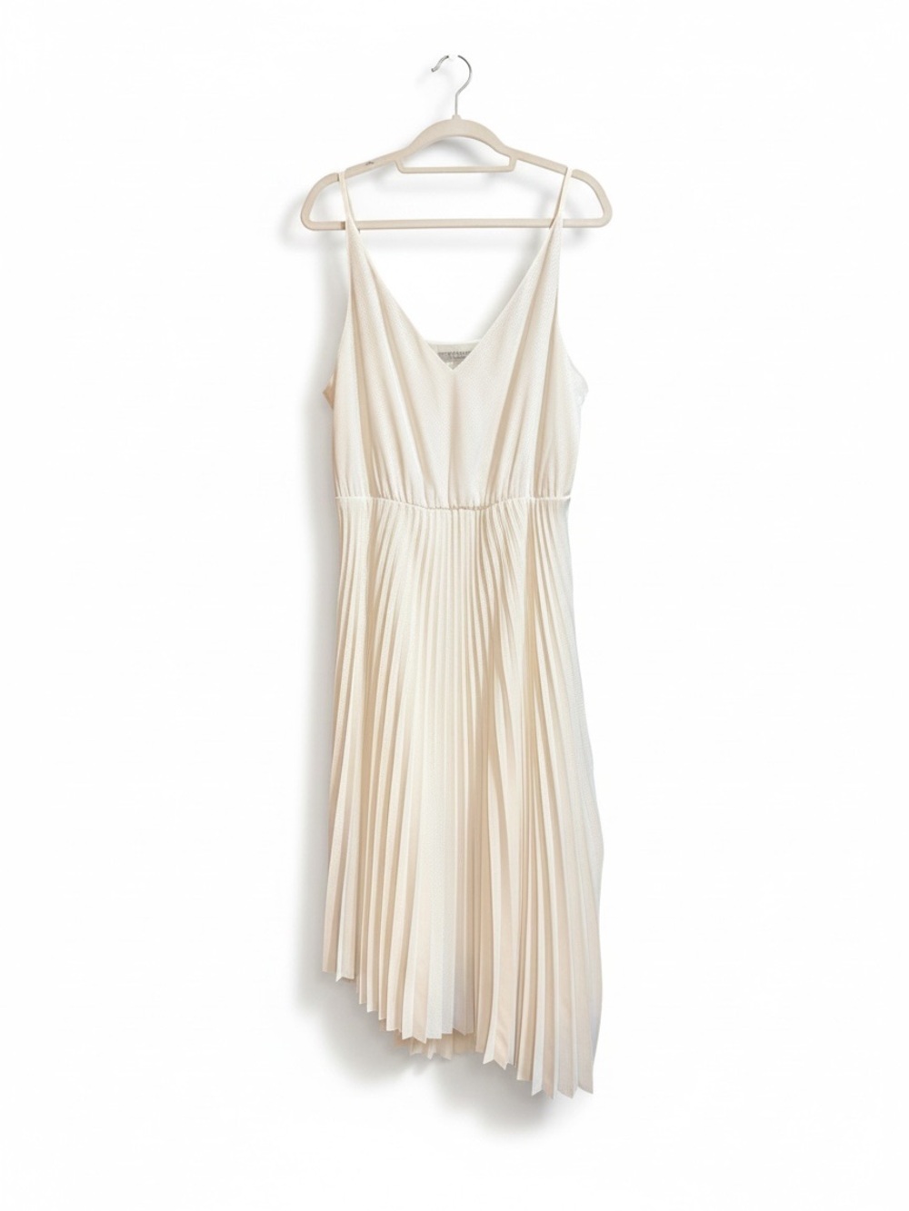 All Saints Ivory Pleated Asymmetric Midi Dress Size Large L